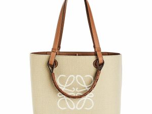 Loewe Anagram Small Tote In Jacquard and Calfskin